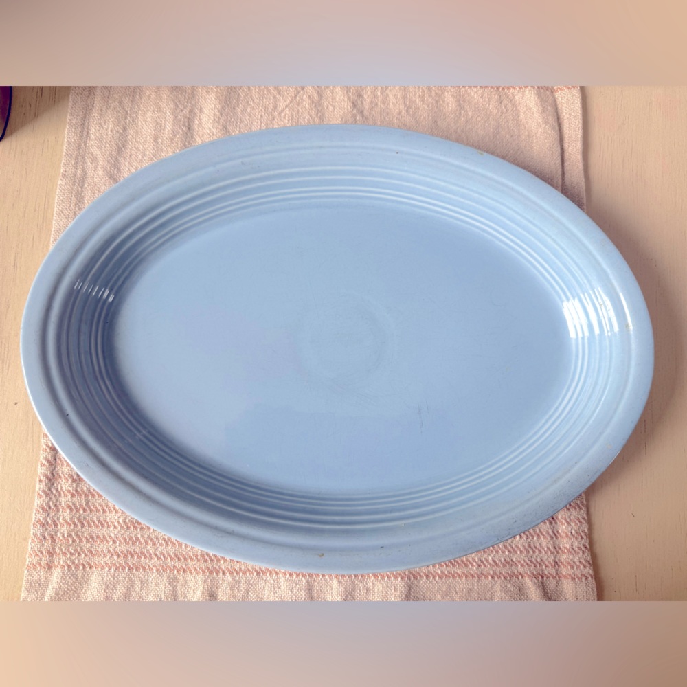 Antique Periwinkle Blue Oval Serving Platter by the Homer Laughlin China Company